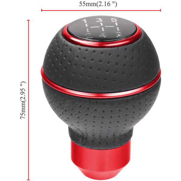 Devenirriche Gear Knob i læder, manuel, 5 gear, 8 mm, 10 mm, 12 mm diameter