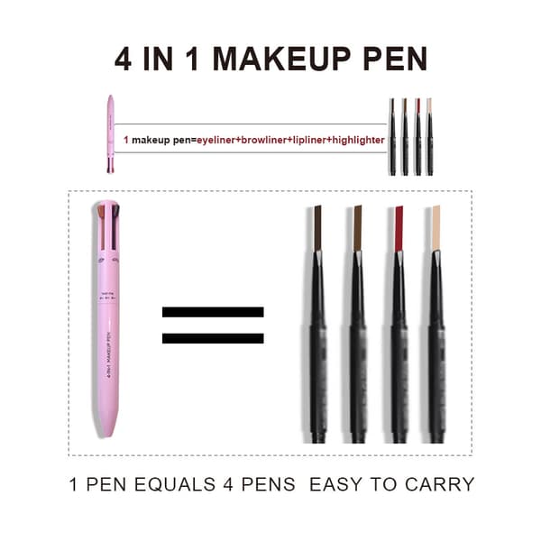 4-i-1 sminkepenn, eyeliner, brynspenn, leppeblyant og highlighter