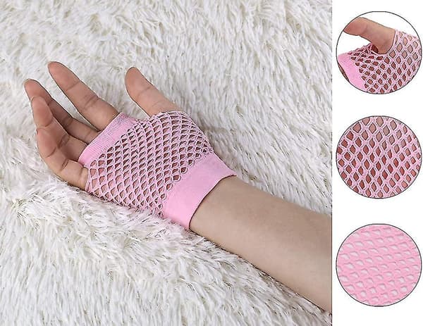 Fingerløse Mesh-handsker til kvinder, 80'er festkostume tilbehør, fiskenet