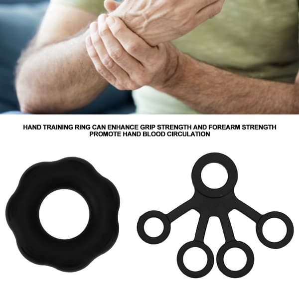 Håndstyrketræner Ring Expander Finger Trækring Fingertræning Modstandsbånd Sort