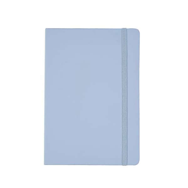 A5 notesbøger, 2 bøger, med linjerede sider, penneholder, bånd, datomærkning og papirlomme, medium indbundet journal Light blue
