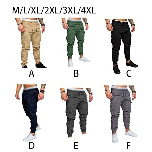 Men's Pocket Pants Casual Elastic Drawstring Long Pants ZX Black M Black M Black M