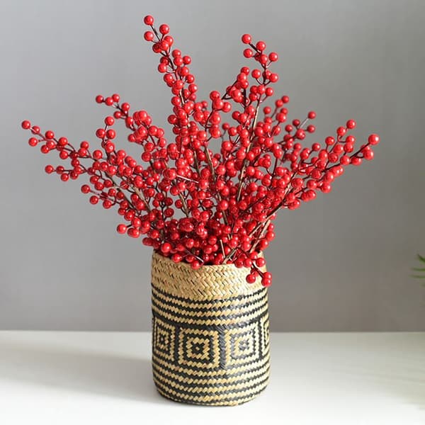 Natural Woven Herb Plant Basket, Creative Boho Vase Dried Cornflower Vase Flower Pot for Home Decor, B(L)