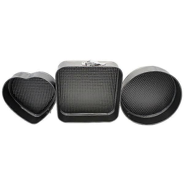 3 stk kakeform firkantet hjerteformet rund non-stick med avtakbar bunn kakeform med spenne