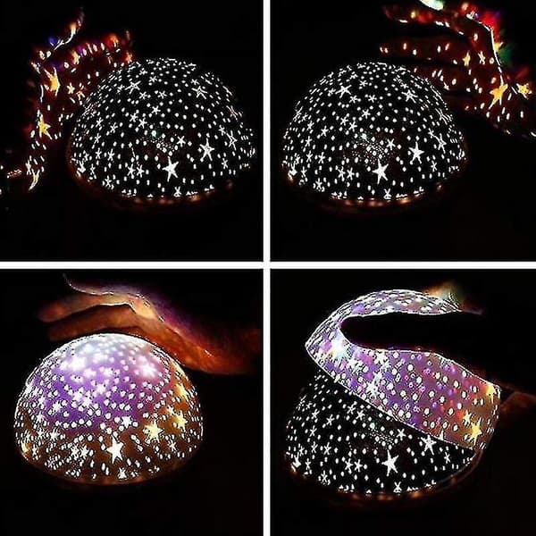 3 farger LED roterende projektor stjernehimmel nattlampe