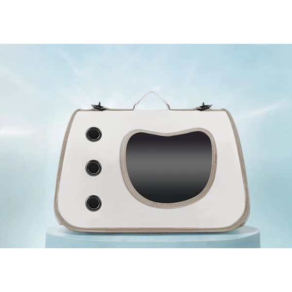 Portable Cat Backpack for Small Pets - Foldable Design with Good Ventilation, Multifunctional Pet Travel Bag Adjustable Strap Beige White