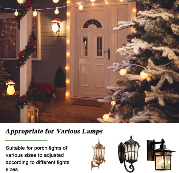 2 stk julebelysning for veranda, juledekorasjon utendørs