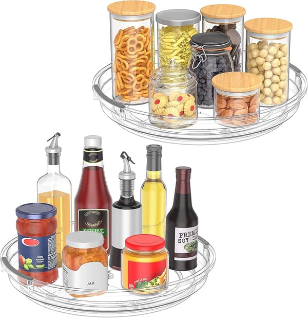 2 Pieces Refrigerator Turntable, 23.5 cm Spice Turntable, 360° Kitchen Turntable, Rotating Kitchen Turntable for Spices, Bottles, Cosmetics, Fruit