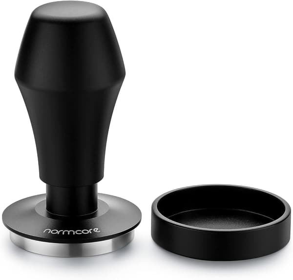 Coffee Tamper 53.3mm - Spring Tamper - Barista Espresso Tamper with 15lb/25lb/30lb Interchangeable Spring - Flat Base, Black