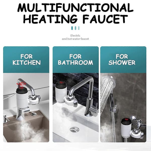 Instant Tankless Electric Water Heater Mixer Kitchen Fast Heating Faucet with LED Digital Display