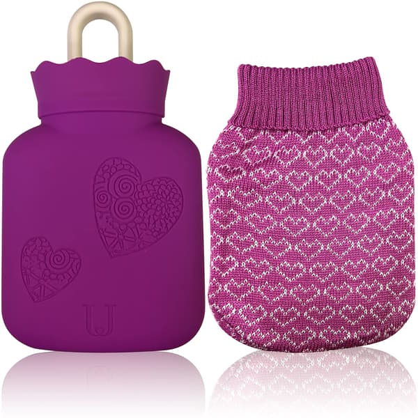 Mini silikon varmvattenflaska för barn, för smärtlindring, lila purple