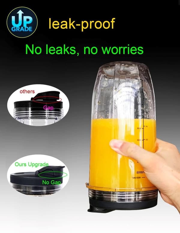18oz Blenderkopp med Sip & Seal-lås, passer Nutri Ninja Auto IQ Series blendere, 2-pakning