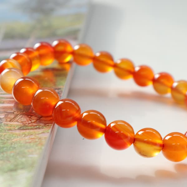Rødt agat armbånd | Natursten 8mm | Sten terapi | Smykker til mænd perler gaveidéer til far og mor