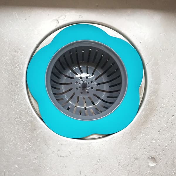 Sett med 3 blå vaskefiltre til kjøkkenvaskavløp Silikon vaskestopper Avfallskvern avløpsplugg Diameter 4,5 tommer