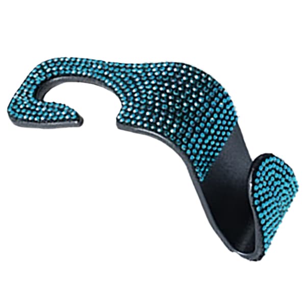 Car Seat Headrest Hook Crystal Back Seat Hanger Organizer for Handbag Coat Grocery Bag Blue