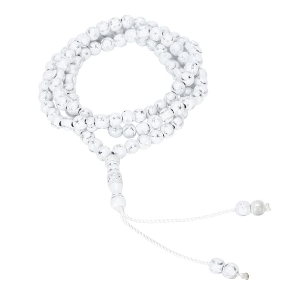 Muslim Rosary Islamic Prayer Tool 99 Beads Resin Gilding Religious Article White