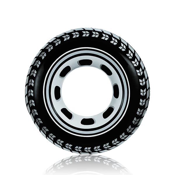 Inflatable Giant Tire Swim Ring Sidewall Radial Pattern Inflatable Swim Circle for Ages 9 and Up