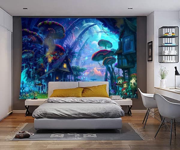 Halloween-seinävaate, Fantasy Psychedelic Tapestry Mushroom Cas