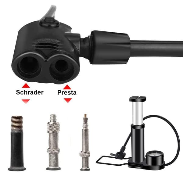 Cykelpumpe fodpumpe med trykmåler 140PSI | Mini bærbar | Sort