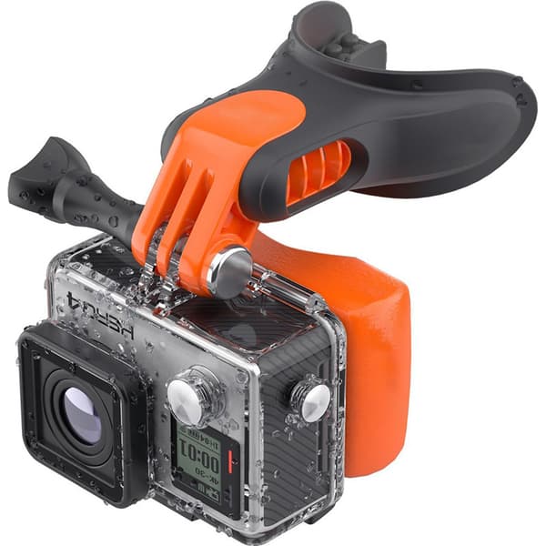 Surfmundstykke til GoPro med flydeblok og rem - sort/orange