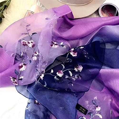 Silkesull broderad silkesscarf grossist gradientfärg Mullbär