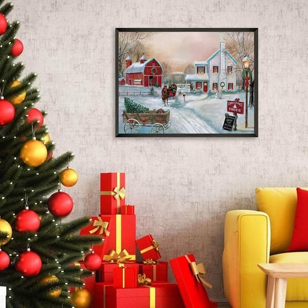 Julklapps Diamantmålningskit, Diamantkonstkit för Vuxna, Full Rund Borr, Diamantmålning för Present, Väggdekor