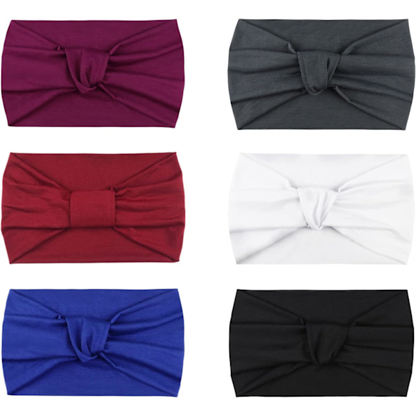 6-pack Vintage Elastiska Hårband för Kvinnor Boho Hårband Dam V