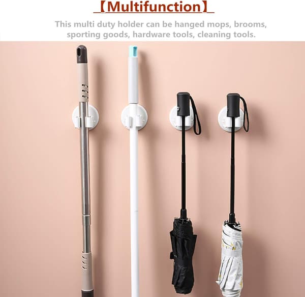 Multifunksjonell veggmontert moppholder, selvklebende moppkost H