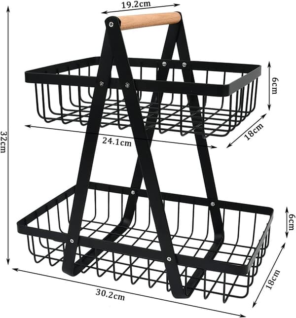 2-Tier Fruit Basket, Fruit Bowl Stand Bread Basket Vegetable Stand, Detachable Fruit Stand for Fruit, Vegetables at Home, Kitchen-FX-
