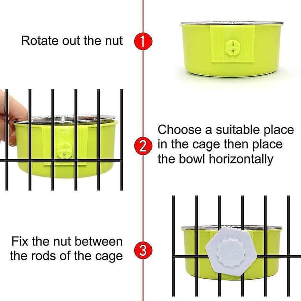 Dog Crate Bowl 2-pack Removable Double Food Bowls