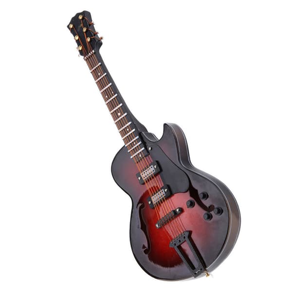 5.5in Classic Miniature Guitar Replica with Stand and Case Instrument Ornament Christmas Gift