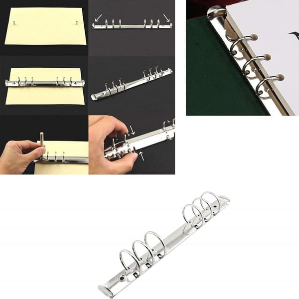 Notebook Binding Mechanism, Premium Quality Stainless Steel A5 Size 6-Hole Ring Binder Easy to Open Close For Organizing Project Documents