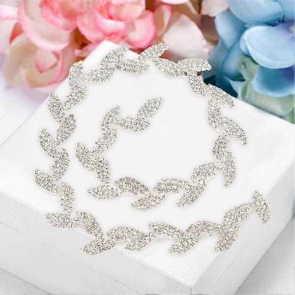 1.5cm Wide Rhinestone Ribbon Tree Leaf Design AAA Diamond Wrap Roll Decoration - 1 Yard