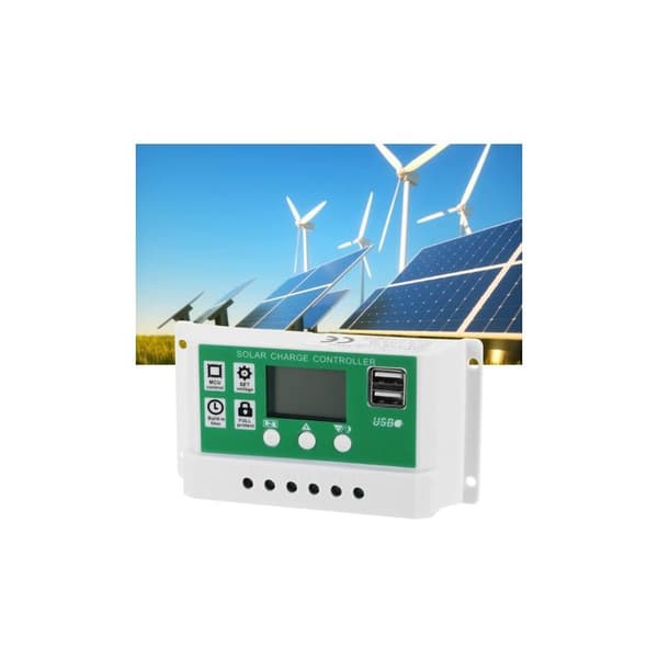 LCD-skjerm solcelleregulator, 30A justerbar solcellepanelregulator, 12V 24V MPPT ladekontrollertilbehør
