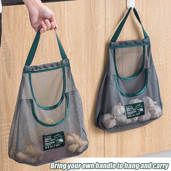 Hanging Vegetables & Fruit Storage Bags for Kitchen Breathable Reusable Mesh Large Large