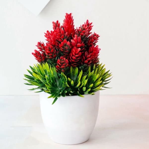 Kunstig plante, skrivebordssimulering blomsterpotte, dekorationspynt, potteplanter E