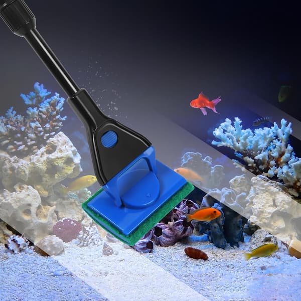 Aquarium Cleaning Tool, Aquarium Cleaning Kit with Adjustable Long Handle, 5 in 1 Tool Including Fish Net, Algae Scraper (Adjustable)