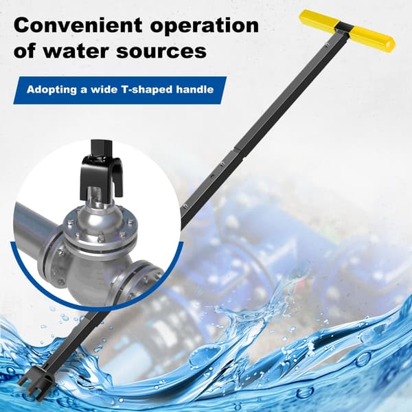 Adjustable Carbon Steel T-Handle Water Meter Key Shut-Off Tool Utility Wrench for Meter Valve Access Yellow