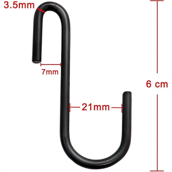 Heavy Duty S-Hooks (10-Pack) - Black Hanging Hooks