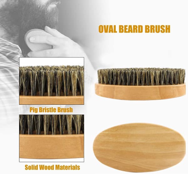 Set, Boar Bristle Beard Brush, Pocket Comb, Portable Hair Comb for Combing Beard Hair, Removing Debris, Massaging Face-FA-