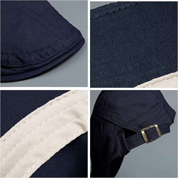 Men's Adjustable Cotton Retro Beret Hat Navy Sun Protection