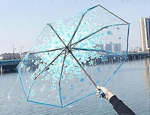 Transparent Hopfällbart Paraply Körsbärsblommor Klart Paraply Se Genom Regn Hopfällbart Paraply