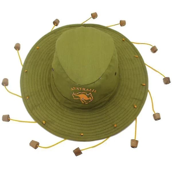 Unisex Voksen Australsk Kenguru Aussie Outback Hatt Med Korker Kostyme Tilbehør STØRRELSE 57