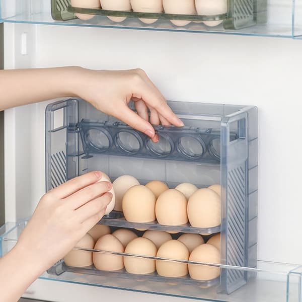 Flerlags vendbart eggstativ med tidsbesparende plass Eggoppbevaringsbeholder for hjemmekjøkkenet Grey