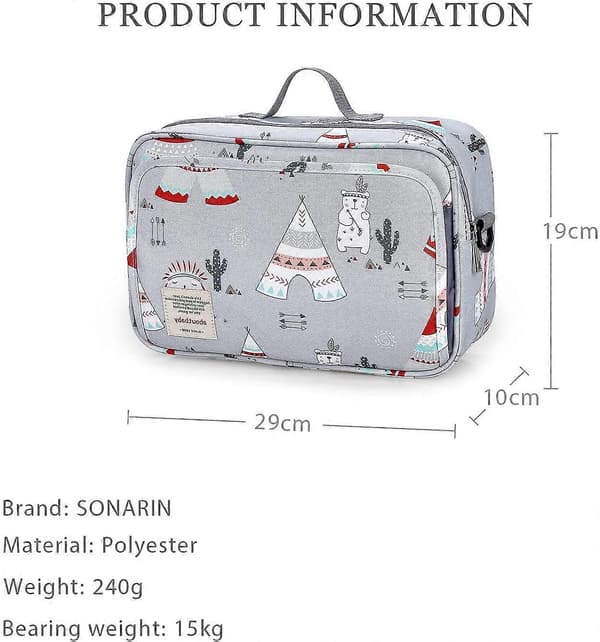 Stroller Bag & Stroller Organizer, Large Stroller Storage with Deep Cup Holder (Light Grey)