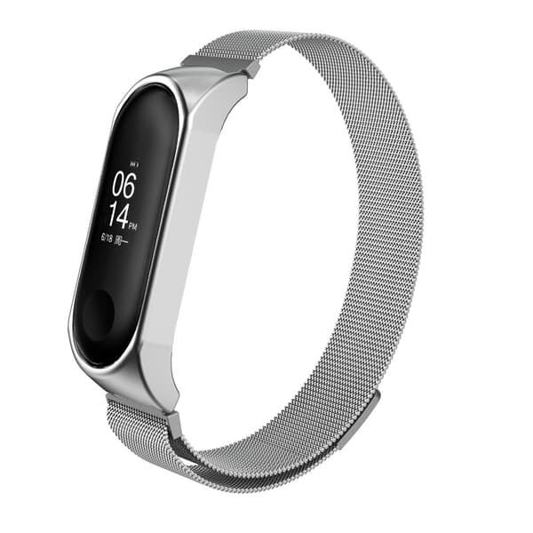 Metallrem for Xiaomi Mi Band 3/4/5/6 Sølv Svart