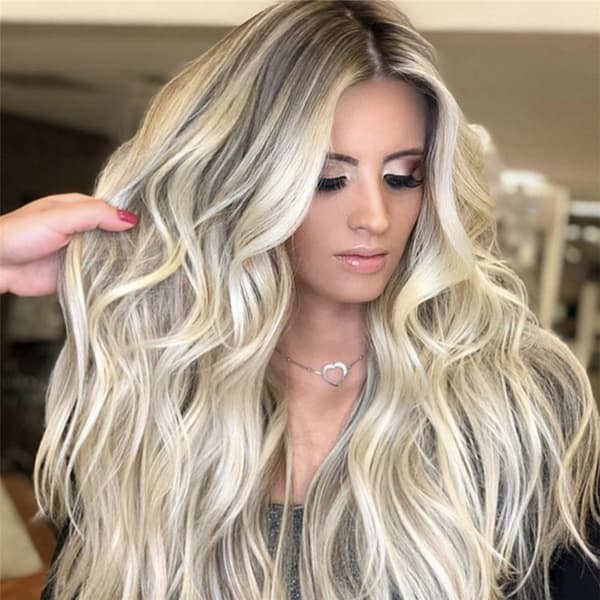 Long Curly Wig Heat Resistant Adjustable Strap Breathable Natural Looking Gradient Blonde Synthetic Wig