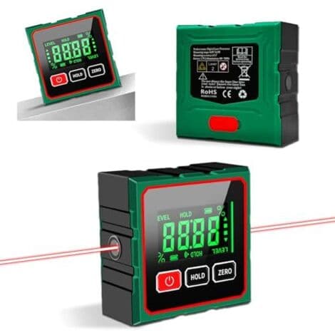 Electronic Spirit Level, Digital Inclinometer, with Laser Function, Waterproof LCD Screen, Digital Angle Gauge, 4 Magnetic Sides, Spirit Level for
