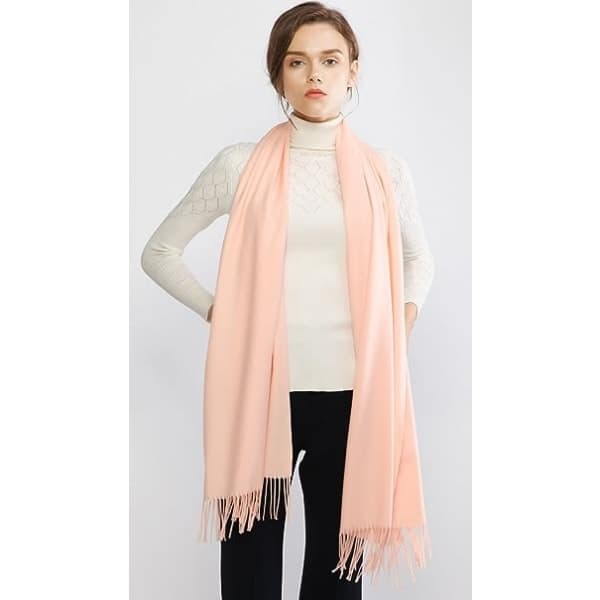 Dame Skjerf Pashmina Sjal og Omslag for Bryllup Skjerf for Kvinner Vinter (Rosa-2)