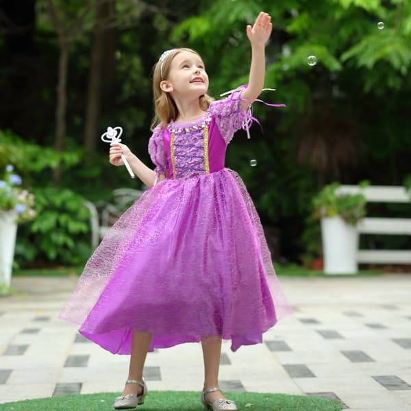 Prinsesse Rapunzel Kostume Festkjole Pigekjole (120cm)